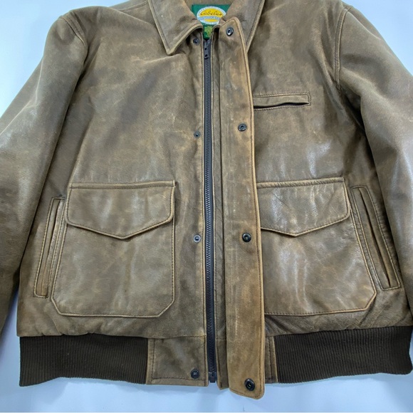 Cabelas Bomber Brown Soft Leather Jacket Men’s XL Regular Aviator Flight A 261 - Picture 7 of 16